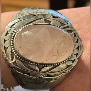 Rose Quartz southwestern 925 sterling silver cuff